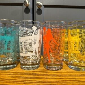 Vintage Dominion MCM 8 Highball Glasses - 1950’s. Barware. Very risqué.
